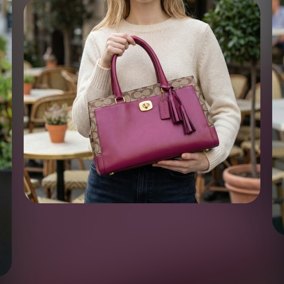 Coach Handbags - Coach Brooke Carryall Red and Tan Shoulder Bag